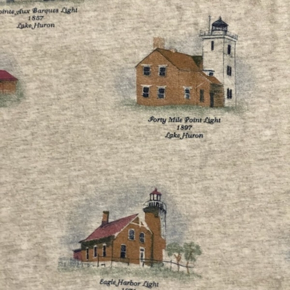 VINTAGE 90s | Light Houses All Over Printed. Great Lakes Lighthouses - Picture 2 of 13